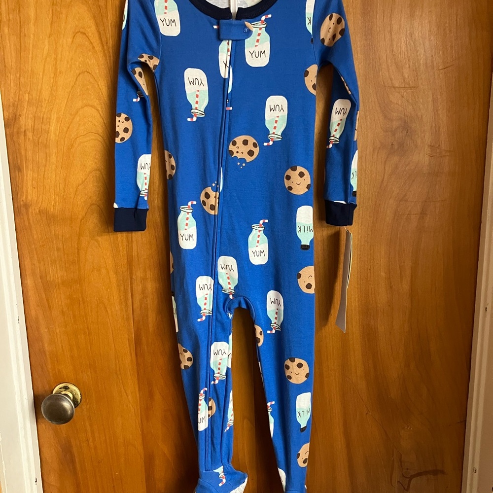Carter's Blue Cookie and Milk Print Footie